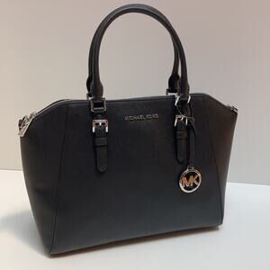 🖤 NWT Authentic Michael Kors Saffiano Leather Lg Satchel Bag - BLACK